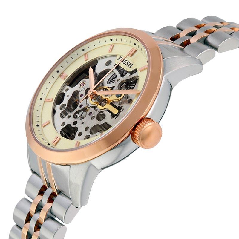 Fossil Townsman Automatic Skeleton White Dial Two Tone Steel Strap Watch for Men - ME3075 Buy Now By Fossil