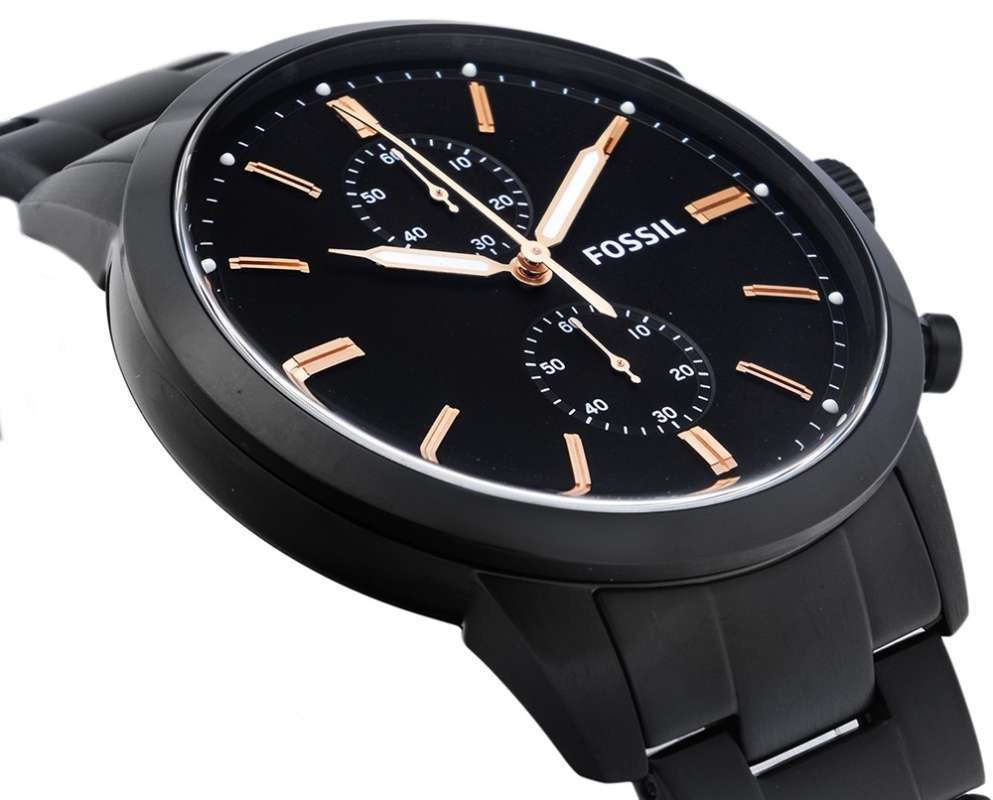 Fossil Townsman Chronograph Black Dial Black Steel Strap Watch for Men - FS5379 Buy Now By Fossil