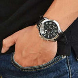 Fossil Grant Chronograph Black Dial Black Leather Strap Watch for Men - FS4812 Buy Now By Fossil