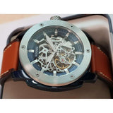 Fossil Modern Machine Automatic Skeleton Silver Dial Brown Leather Strap Watch for Men - ME3135 Buy Now By Fossil
