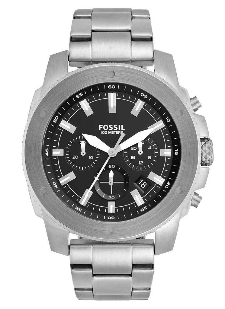 Fossil Modern Machine Black Dial Silver Steel Strap Watch for Men - FS4926 Buy Now By Fossil