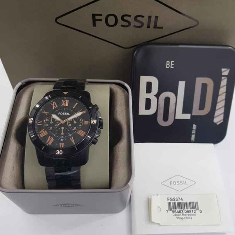 Fossil Grant Sport Chronograph Black Dial Black Steel Strap Watch for Men - FS5374 Buy Now By Fossil