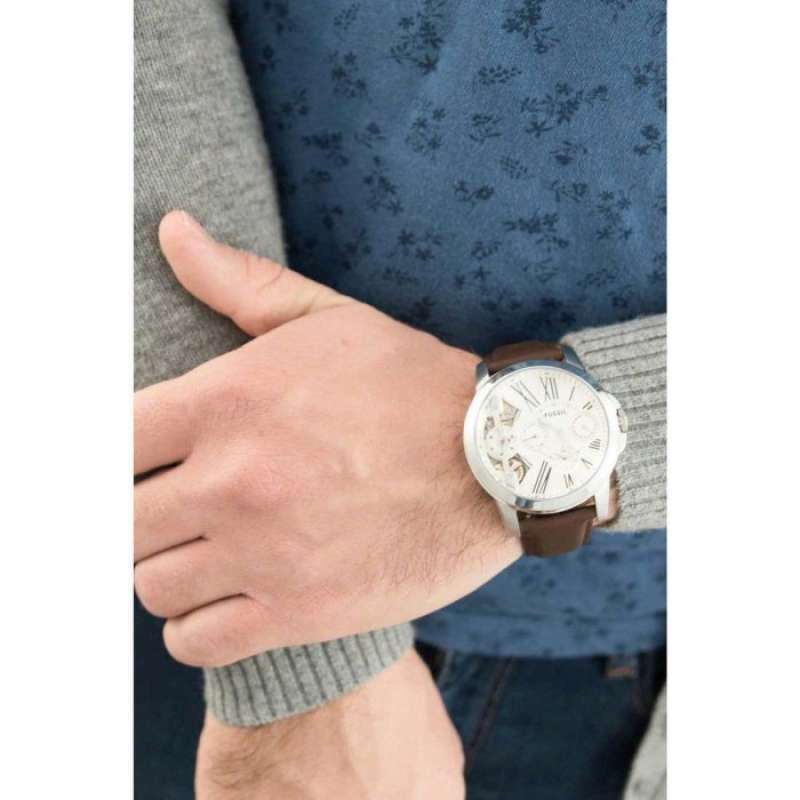 Fossil Grant Twist Multi-Function White Dial Brown Leather Strap Watch for Men - ME1144 Buy Now By Fossil