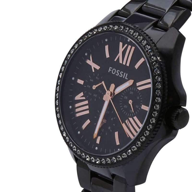 Fossil Cecile Multi Function Crystals Black Dial Black Steel Strap Watch for Women - AM4522 Buy Now By Fossil