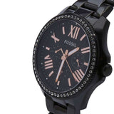 Fossil Cecile Multi Function Crystals Black Dial Black Steel Strap Watch for Women - AM4522 Buy Now By Fossil
