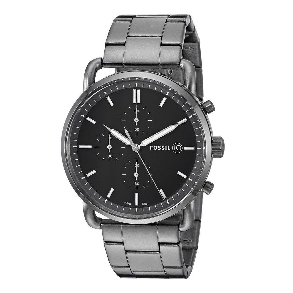 Fossil The Commuter Black Dial Grey Steel Strap Watch for Men - FS5400 Buy Now By Fossil