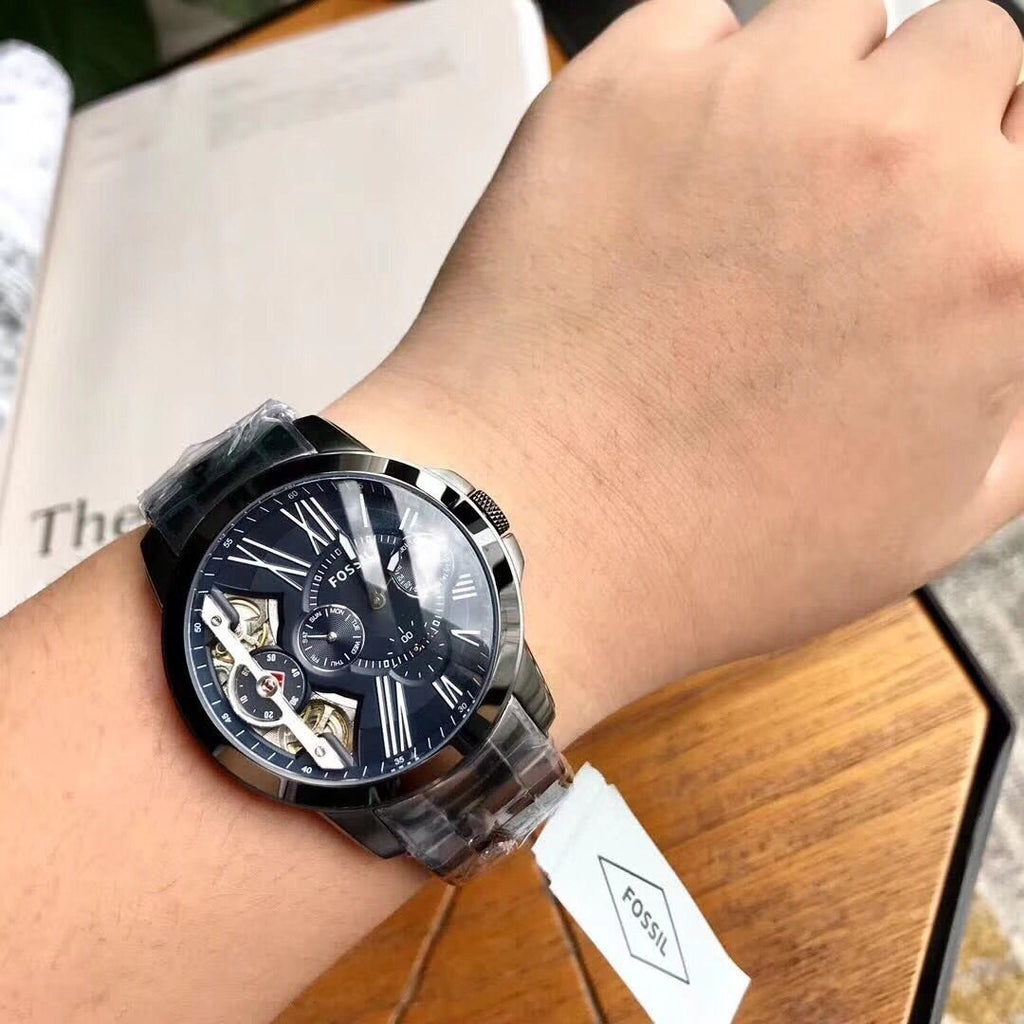 Fossil Grant Twist Multifunction Blue Dial Grey Steel Strap Watch for Men - ME1146 Buy Now By Fossil