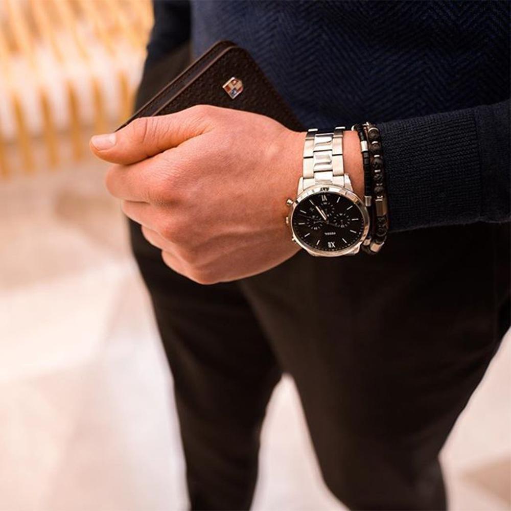 Fossil Neutra Chronograph Black Dial Silver Steel Strap Watch for Men - FS5384 Buy Now By Fossil