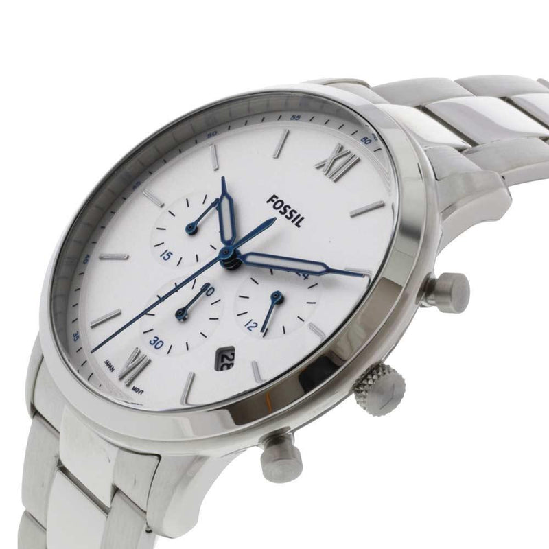 Fossil Neutra Chronograph White Dial Silver Steel Strap Watch for Men - FS5433 Buy Now By Fossil