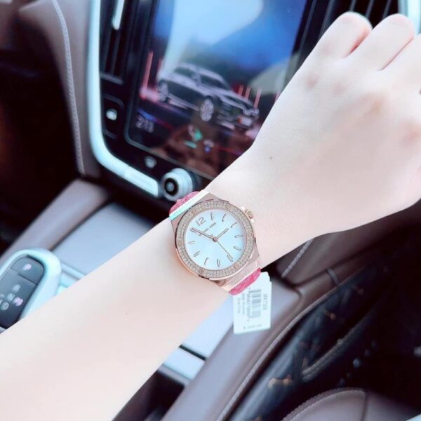 Michael Kors Lennox Three Hand Silver Dial Red Leather Strap Watch For Women - MK7308 Buy Now By Michael Kors