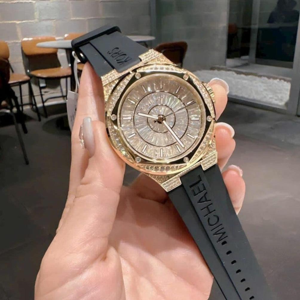 Michael Kors Lennox Three Hand Crystals Silver Dial Black Silicone Strap Watch For Women - MK7247 Buy Now By Michael Kors