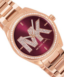 Michael Kors Janelle Quartz Maroon Dial Rose Gold Steel Strap Watch For Women - MK7382 Buy Now By Michael Kors