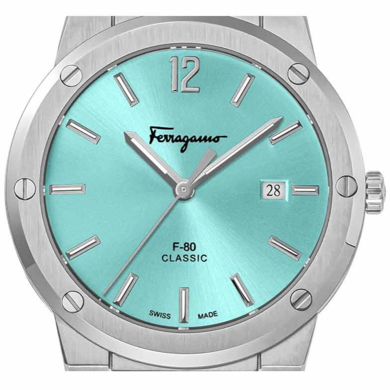 Salvatore Ferragamo F-80 Classic Tiffany Blue Dial Silver Steel Strap Watch for Men - SFDT02323 Buy Now By Salvatore Ferragamo
