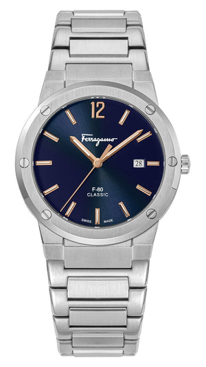 Salvatore Ferragamo F-80 Classic Black Dial Silver Steel Strap Watch for Men - SFDT02423 Buy Now By Salvatore Ferragamo