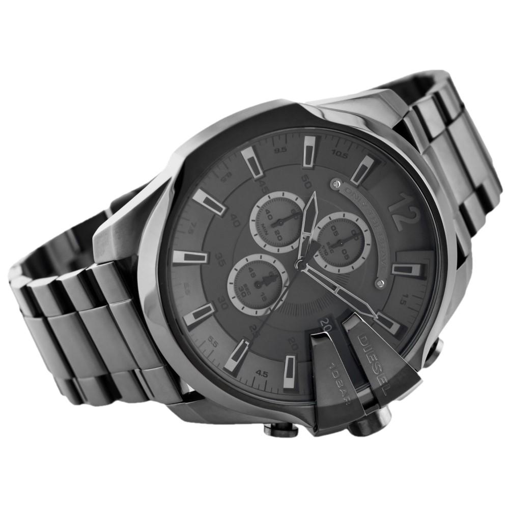 Diesel Mega Chief Chronograph Grey Dial Grey Steel Strap Watch for Men - DZ4282 Buy Now By Diesel