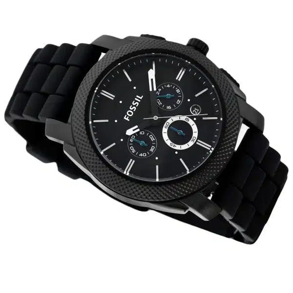 Fossil Machine Chronograph Black Dial Black Silicone Strap Watch for Men - FS4487 Buy Now By Fossil