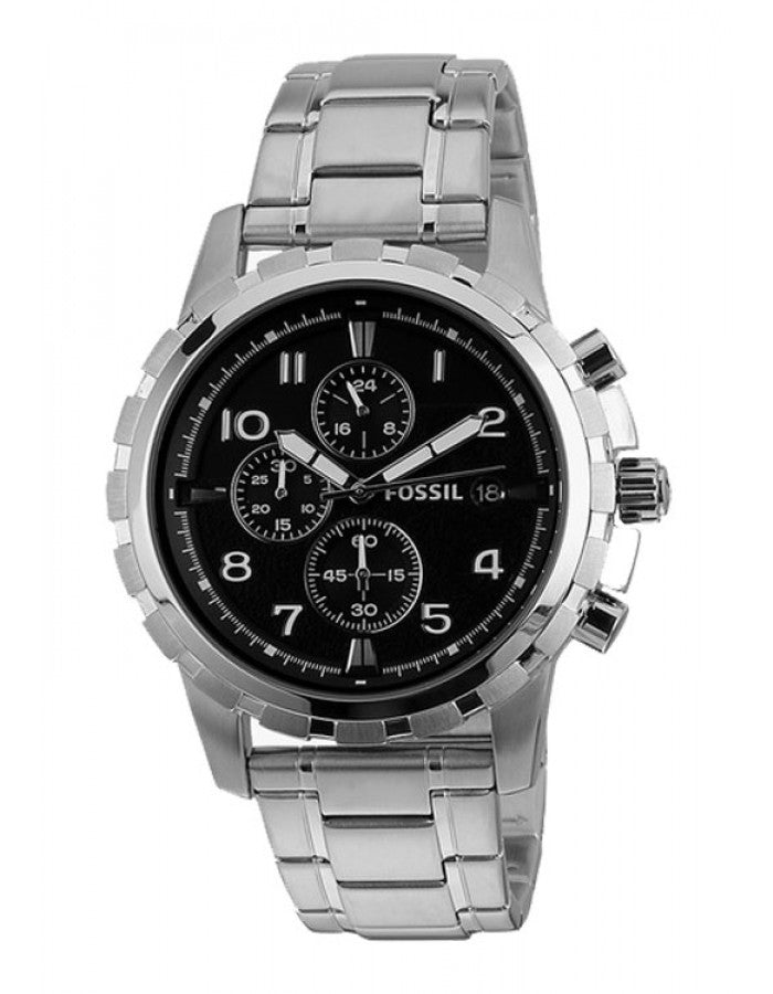 Fossil Dean Chronograph Black Dial Silver Steel Strap Watch for Men - FS4542 Buy Now By Fossil