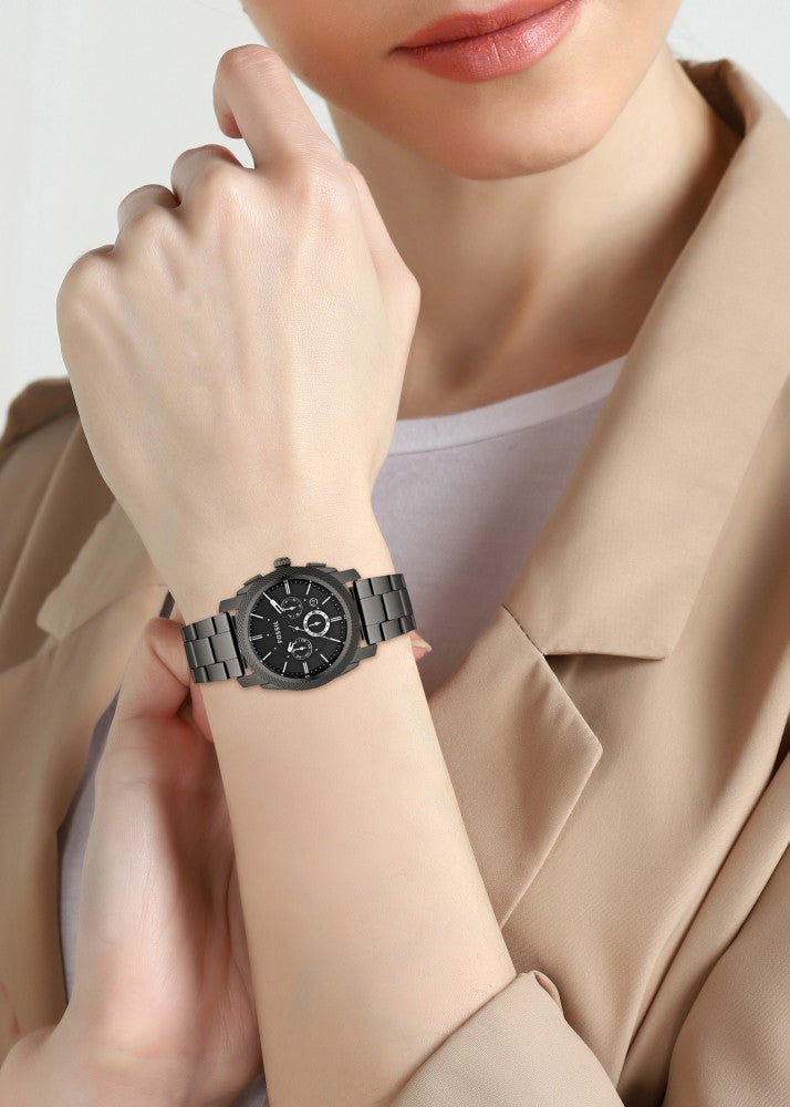 Fossil Machine Chronograph Black Dial Grey Steel Strap Watch for Men - FS4662 Buy Now By Fossil