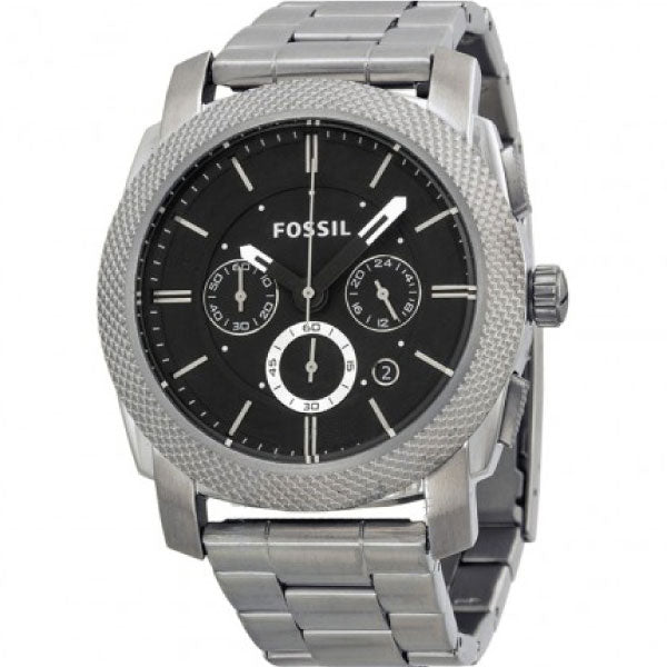 Fossil Machine Chronograph Black Dial Silver Steel Strap Watch for Men - FS4776 Buy Now By Fossil