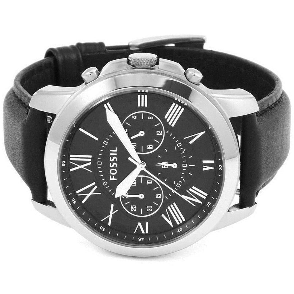 Fossil Grant Chronograph Black Dial Black Leather Strap Watch for Men - FS4812 Buy Now By Fossil