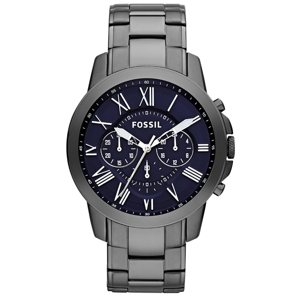 Fossil Grant Chronograph Blue Dial Grey Steel Strap Watch for Men - FS4831 Buy Now By Fossil