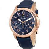Fossil Grant Chronograph Blue Dial Blue Leather Strap Watch for Men - FS4835 Buy Now By Fossil