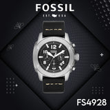 Fossil Modern Machine Chronograph Black Dial Black Leather Strap Watch for Men - FS4928 Buy Now By Fossil