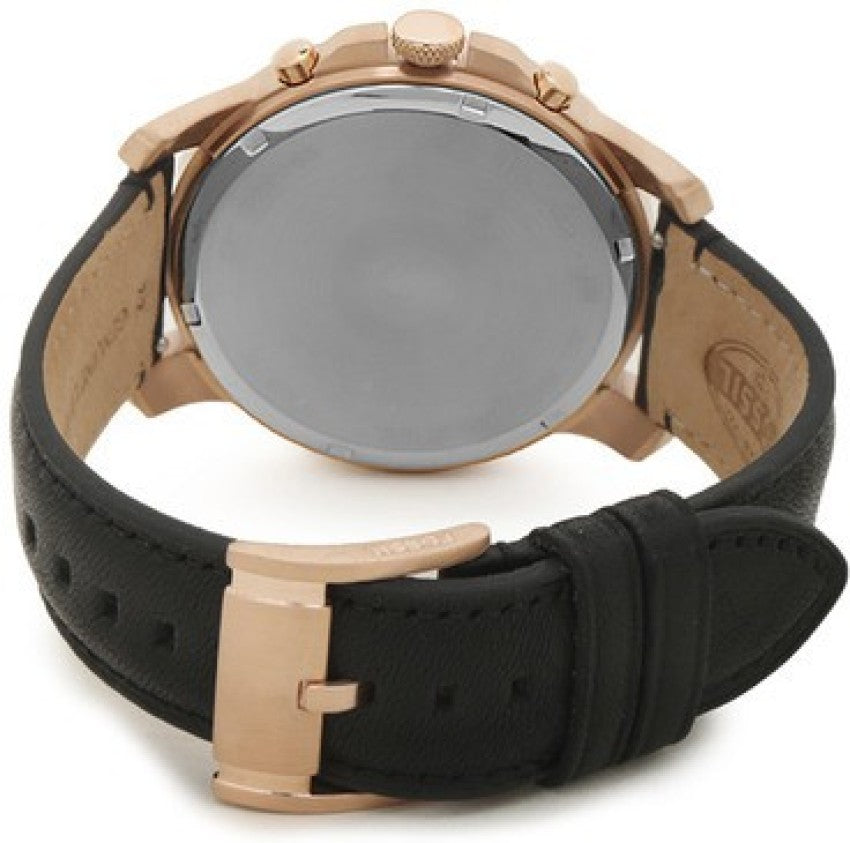 Fossil Grant Chronograph Grey Dial Black Leather Strap Watch for Men - FS5085 Buy Now By Fossil