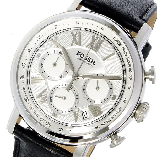 Fossil Buchanan Chronograph Silver Dial Black Leather Strap Watch for Men - FS5102 Buy Now By Fossil