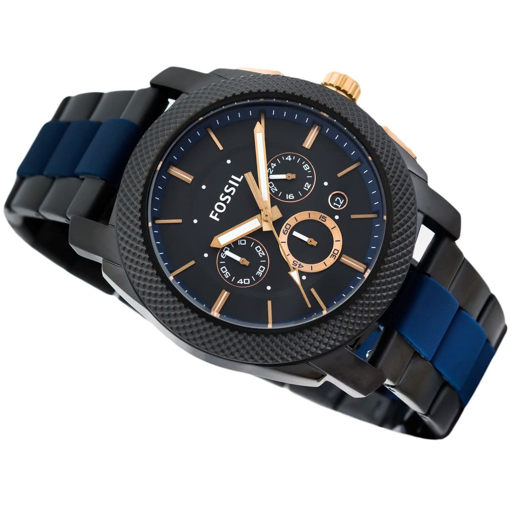 Fossil Machine Chronograph Black Dial Two Tone Steel Strap Watch for Men - FS5164 Buy Now By Fossil