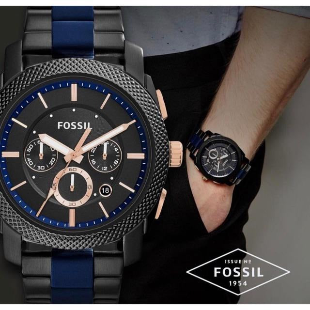 Fossil Machine Chronograph Black Dial Two Tone Steel Strap Watch for Men - FS5164 Buy Now By Fossil