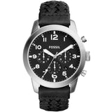 Fossil Pilot 54 Chronograph Black Dial Black Leather Strap Watch for Men - FS5181 Buy Now By Fossil