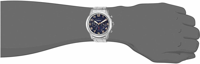 Fossil Pilot 54 Chronograph Navy Blue Dial Silver Steel Strap Watch for Men - FS5203 Buy Now By Fossil