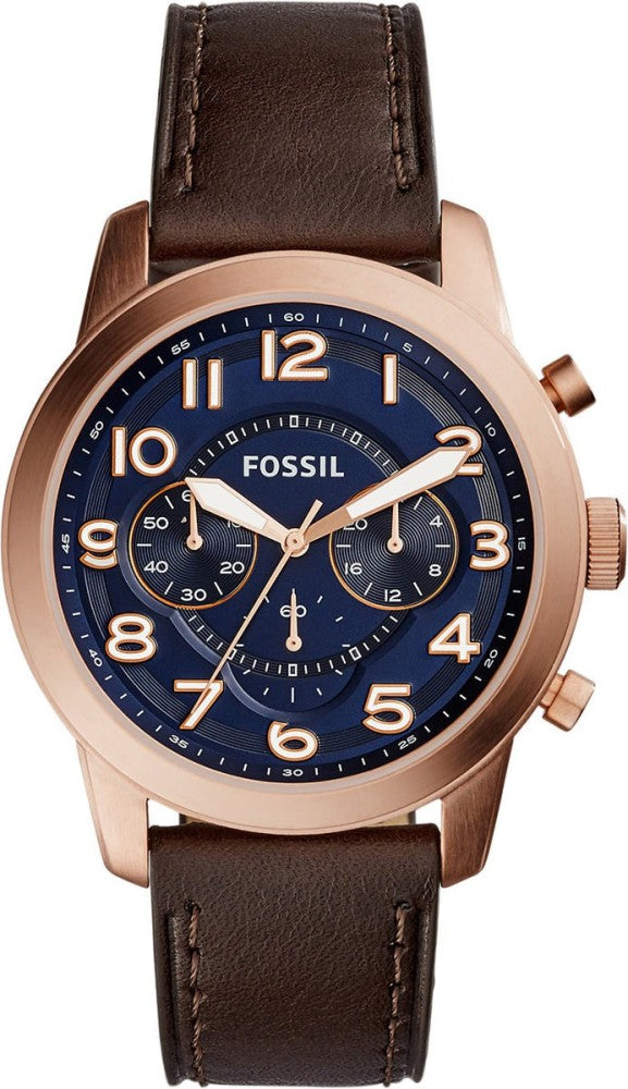 Fossil Pilot 54 Chronograph Blue Dial Brown Leather Strap Watch for Men - FS5204 Buy Now By Fossil