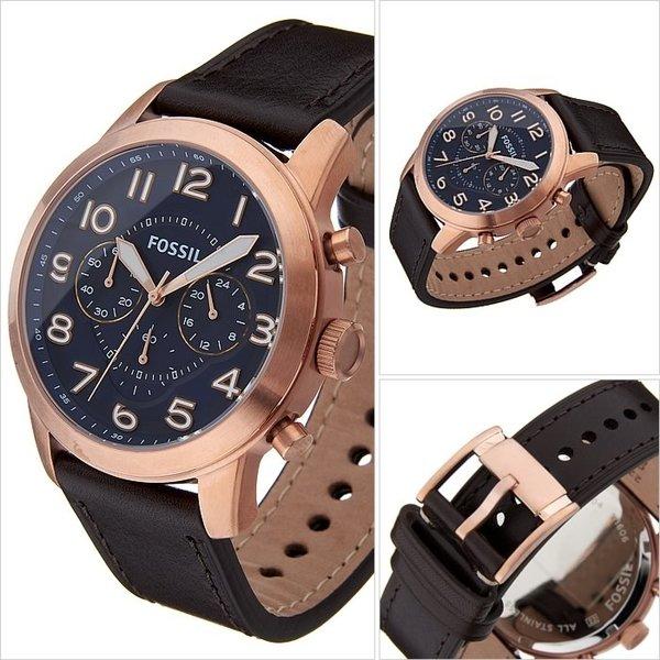 Fossil Pilot 54 Chronograph Blue Dial Brown Leather Strap Watch for Men - FS5204 Buy Now By Fossil
