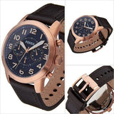 Fossil Pilot 54 Chronograph Blue Dial Brown Leather Strap Watch for Men - FS5204 Buy Now By Fossil