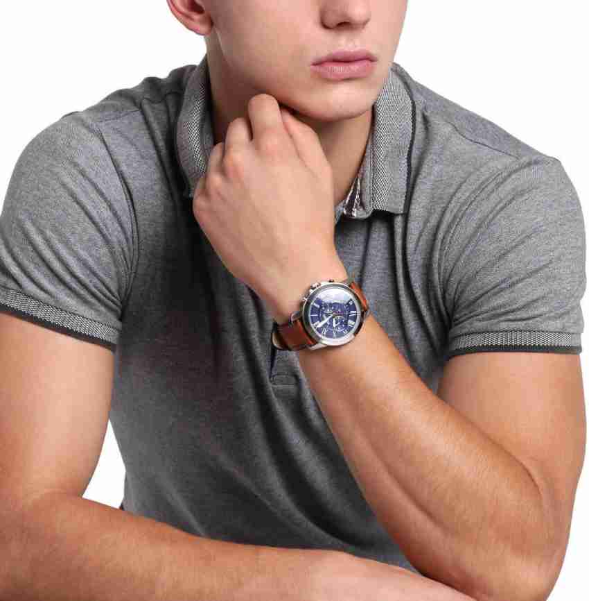 Fossil Grant Chronograph Blue Dial Brown Leather Strap Watch for Men - FS5210 Buy Now By Fossil