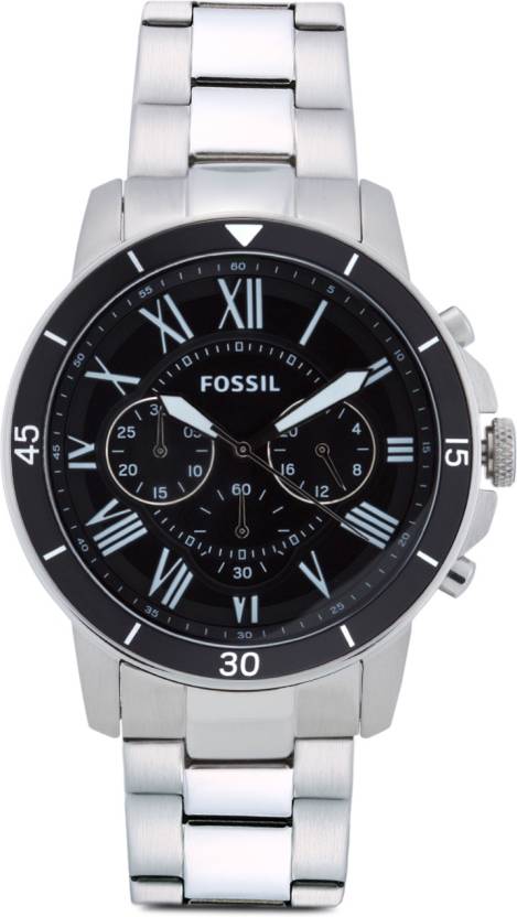 Fossil Grant Sport Chronograph Black Dial Silver Steel Strap Watch for Men - FS5236 Buy Now By Fossil