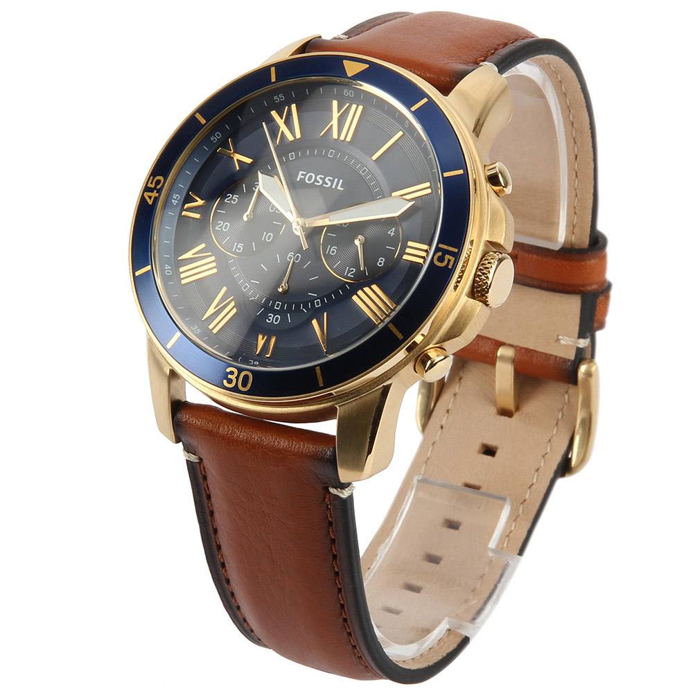 Fossil Grant Sport Chronograph Blue Dial Brown Leather Strap Watch for Men - FS5268 Buy Now By Fossil