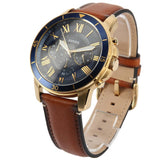 Fossil Grant Sport Chronograph Blue Dial Brown Leather Strap Watch for Men - FS5268 Buy Now By Fossil