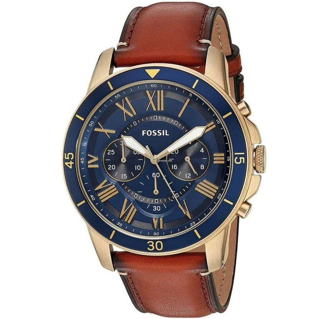 Fossil Grant Sport Chronograph Blue Dial Brown Leather Strap Watch for Men - FS5268 Buy Now By Fossil