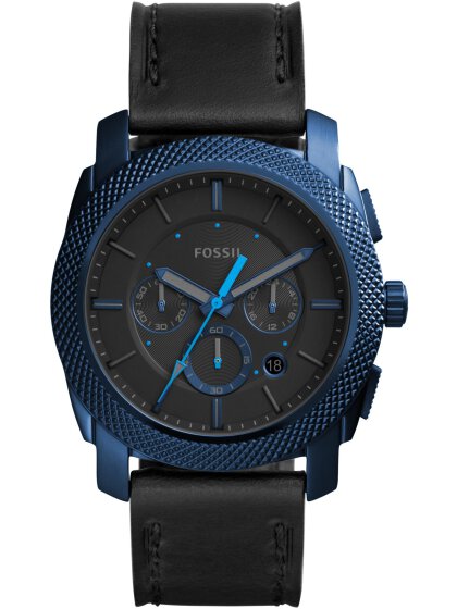 Fossil Machine Chronograph Black Dial Black Leather Strap Watch for Men - FS5361 Buy Now By Fossil