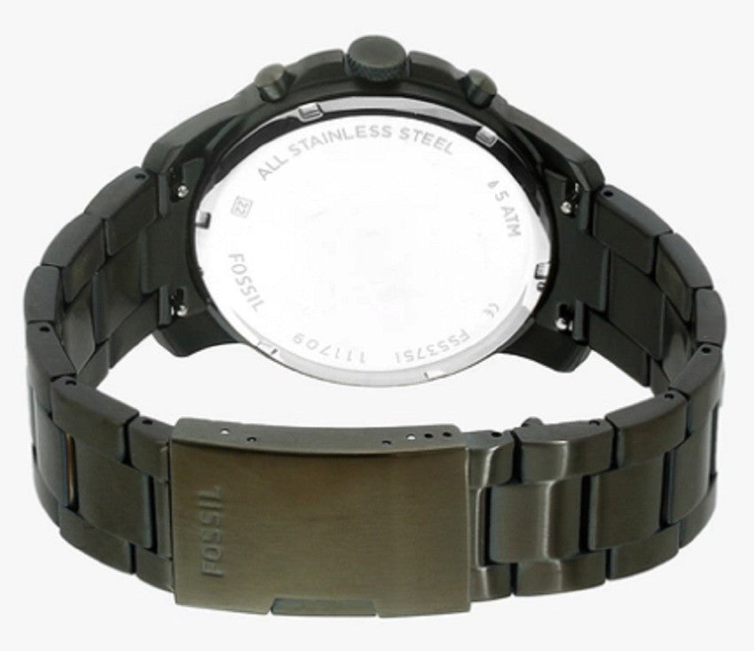Fossil Grant Chronograph Olive Green Dial Green Steel Strap Watch for Men - FS5375 Buy Now By Fossil