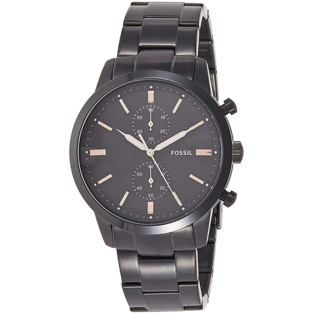 Fossil Townsman Chronograph Black Dial Black Steel Strap Watch for Men - FS5379 Buy Now By Fossil
