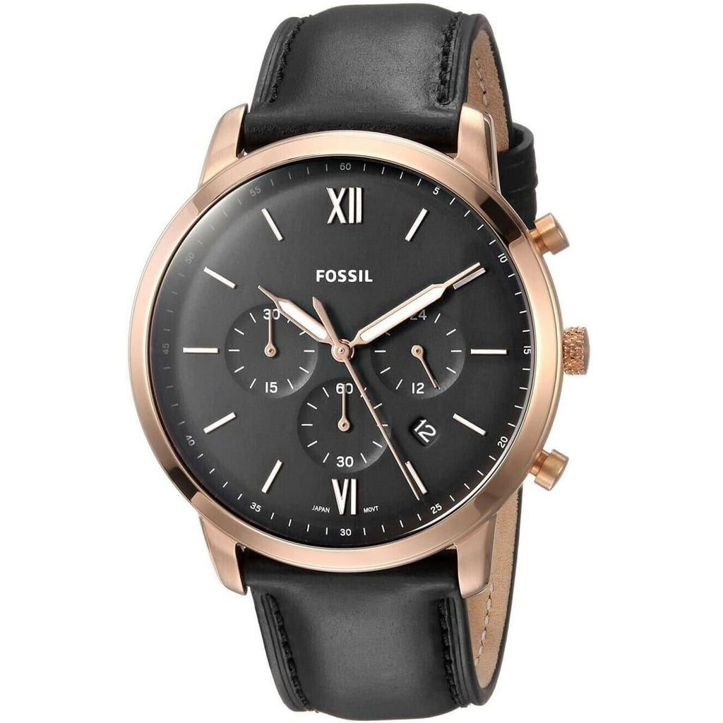 Fossil Neutra Chronograph Black Dial Black Leather Strap Watch for Men - FS5381 Buy Now By Fossil
