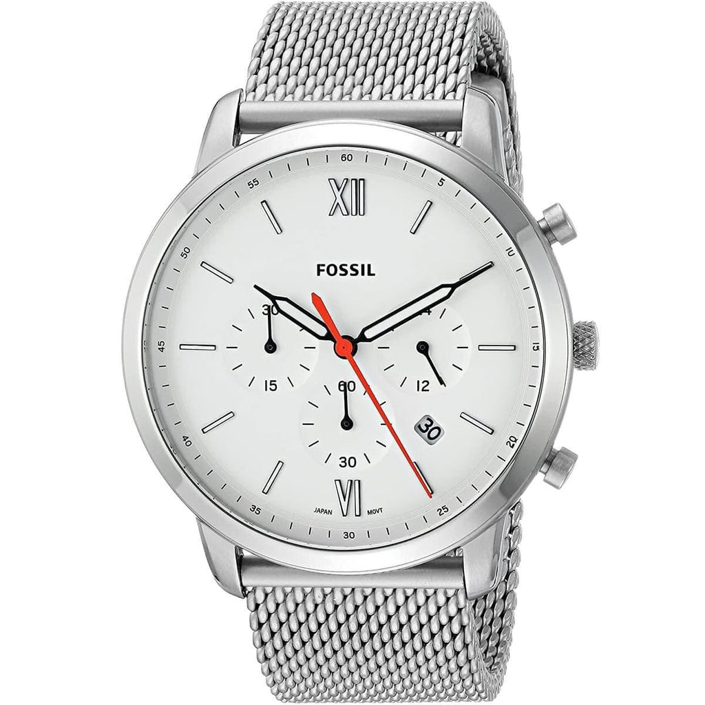 Fossil Neutra Chronograph White Dial Silver Mesh Bracelet Watch for Men - FS5382 Buy Now By Fossil