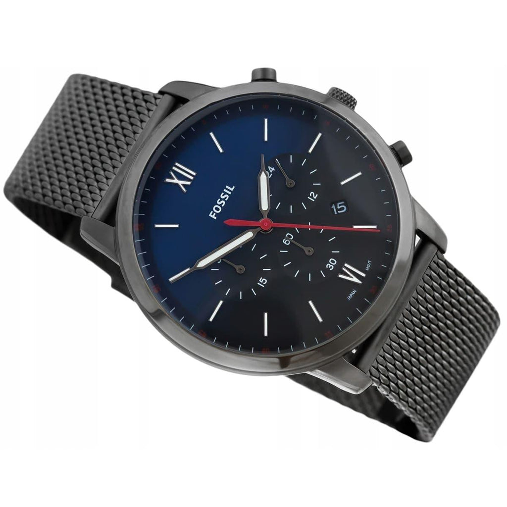 Fossil Neutra Chronograph Blue Dial Silver Mesh Bracelet Watch for Men - FS5383 Buy Now By Fossil
