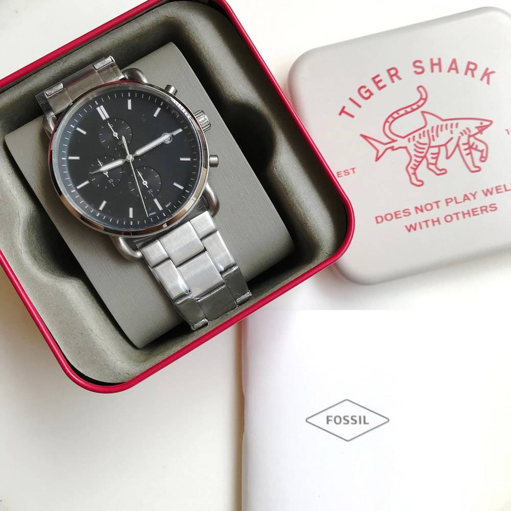 Fossil The Commuter Black Dial Silver Steel Strap Watch for Men - FS5399 Buy Now By Fossil