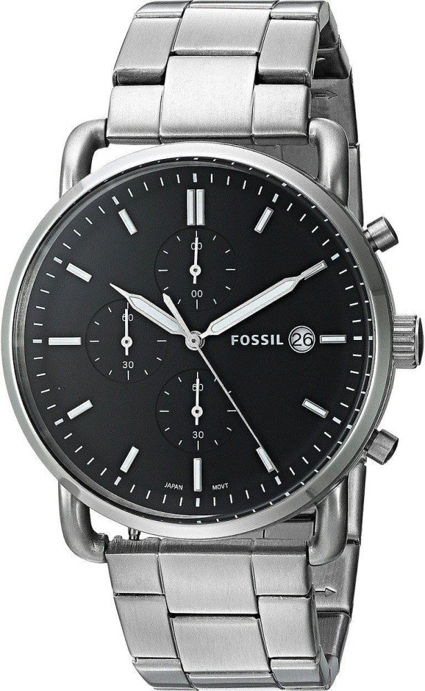 Fossil The Commuter Black Dial Silver Steel Strap Watch for Men - FS5399 Buy Now By Fossil