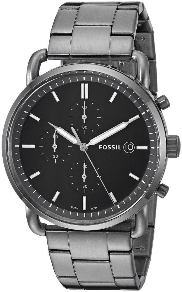 Fossil The Commuter Black Dial Grey Steel Strap Watch for Men - FS5400 Buy Now By Fossil